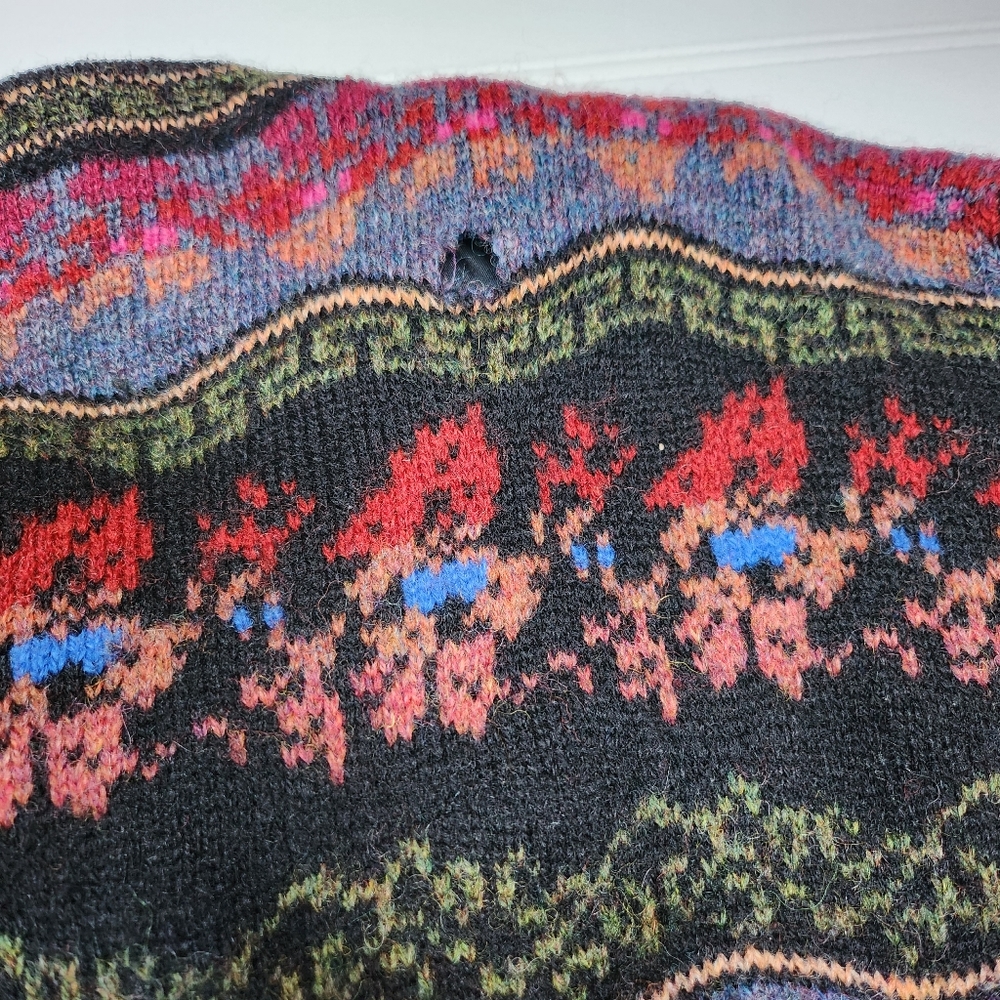 Icelandic Design | Vibrant Wool Button Up Sweater Coat AS-IS | Med/Large - Picture 10 of 12
